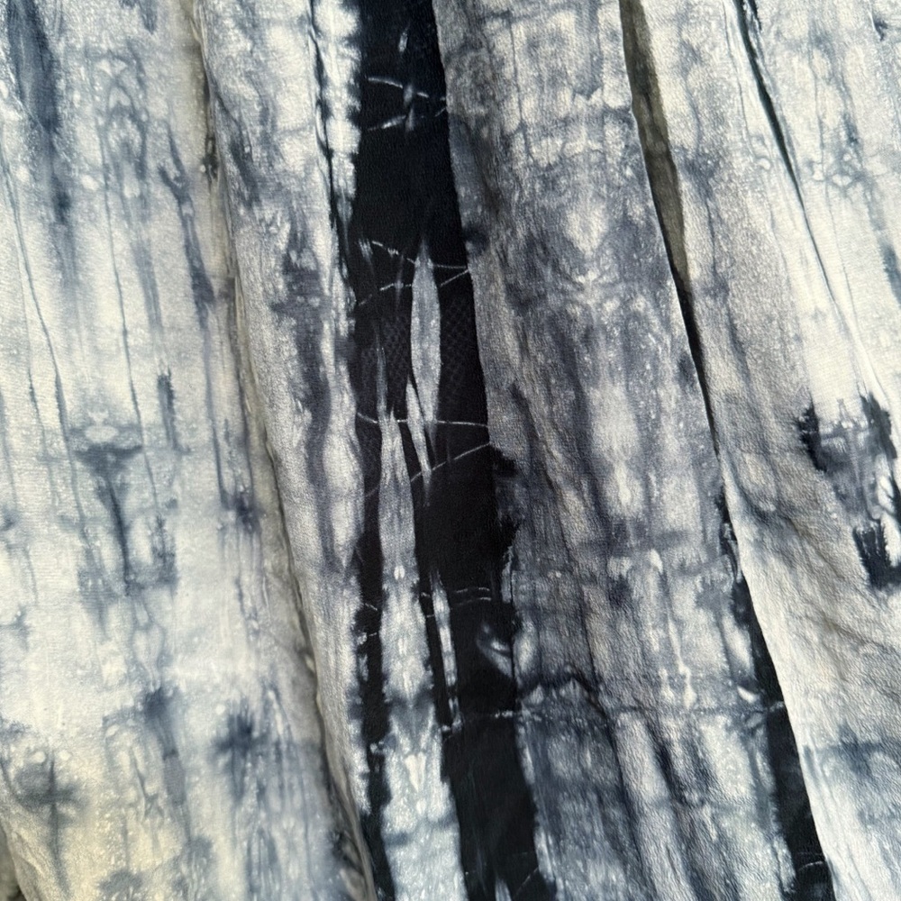 ULLA JOHNSON BLACK GRAY TIEDYE PRINT ELASTIC WAIST SILK MAXI SKIRT - Picture 6 of 10